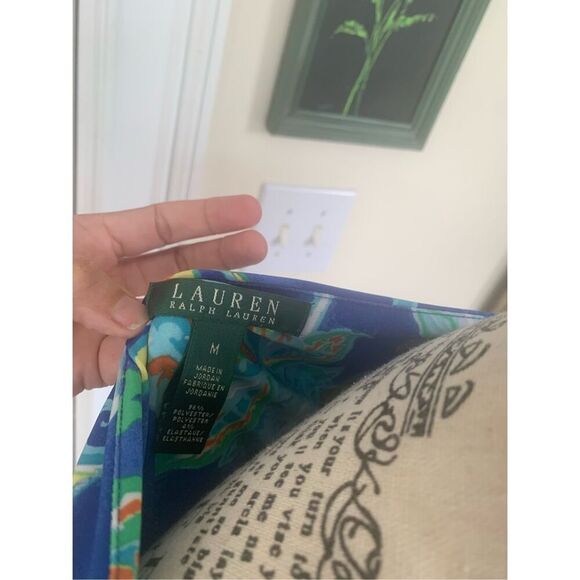 Lauren by Ralph Lauren Aleera Blue Paisley Jersey Cowl Neck Dress - Picture 4 of 9